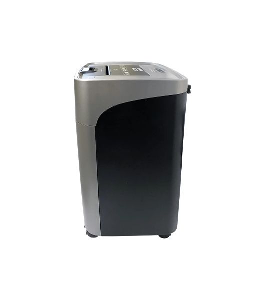Шредер Office Kit SA375 серый/черный с автоподачей (секр.P-4) фрагменты 375лист. 42лтр. скрепки скобы пл.карты CD