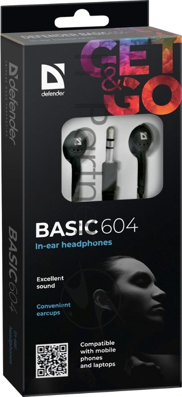 Наушники Defender Basic 604 вставки черный