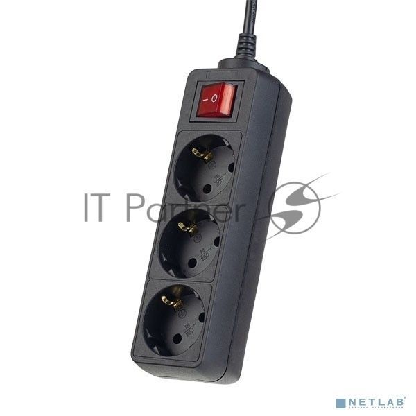 Сетевой удлинитель Perfeo с кнопкой "POWERMATE", PF_A4676 (1,8 м, 3 розетки, черный (PF-PM-3/1,8-B))