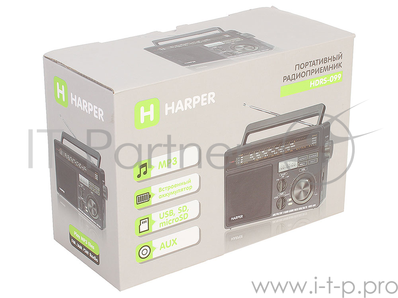 Радиоприемник Harper HDRS-099 (Дисплей; USB; SD карта; радио)