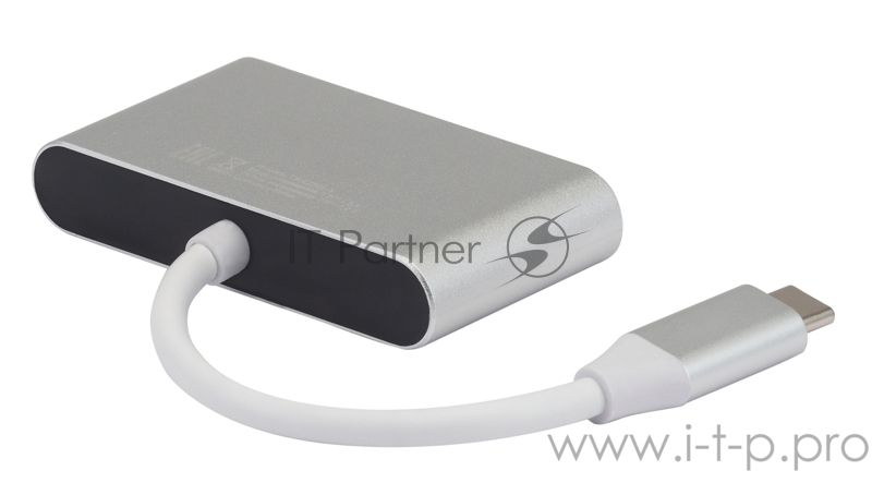 Кард-ридер Digma CR-С2501-S/серебристый/SD/TF/micro-SD/USB Type-C/алюминий