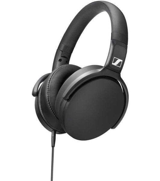 Наушники Sennheiser HD 400S накладные складные закрытые 18-20000Гц съемный кабель 1,4м, угловой jack 3.5мм, 120дБ, микрофон, черные, 508598