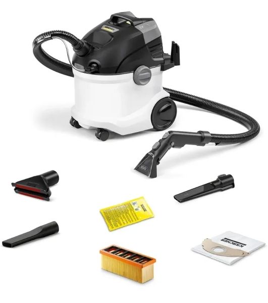 Пылесос моющий Karcher SE 5 Car белый/черный, 1000 Вт, уборка влажная/сухая, пылесборник мешок/контейнер 4 л (в компл.:1мешок)