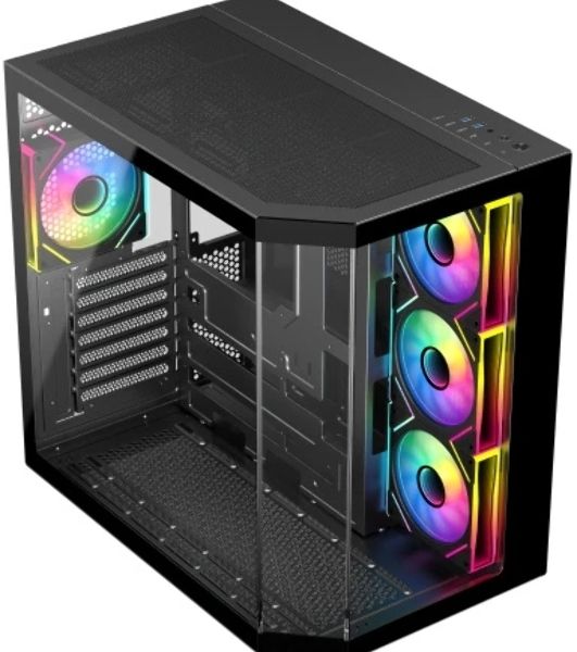 Корпус Eurocase M430ZAF Black, Midi-Tower, чёрный, 4 x 120 мм (3 x 120 мм на боковой панели, 1 x 120 мм на задней)