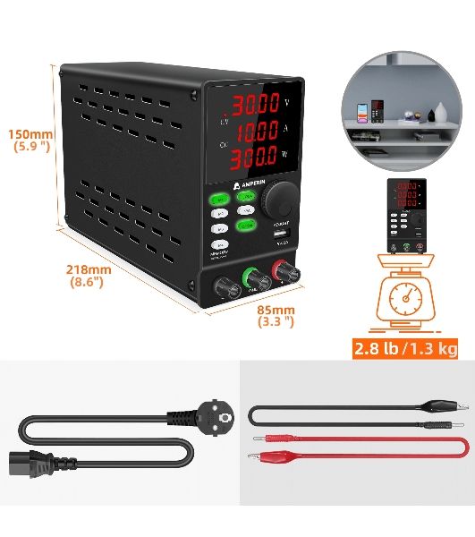 Лабораторный блок питания программируемый Amperin AI-MW3010 30V, 10A, 0,3 кВт
