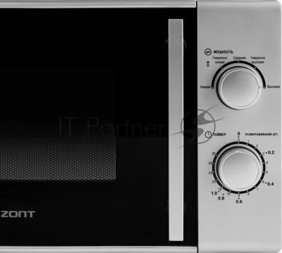 Микроволновая печь Horizont 20 MW 700-1378 BIS серебристый, 20 л, 700 Вт, переключатели -поворотный механизм