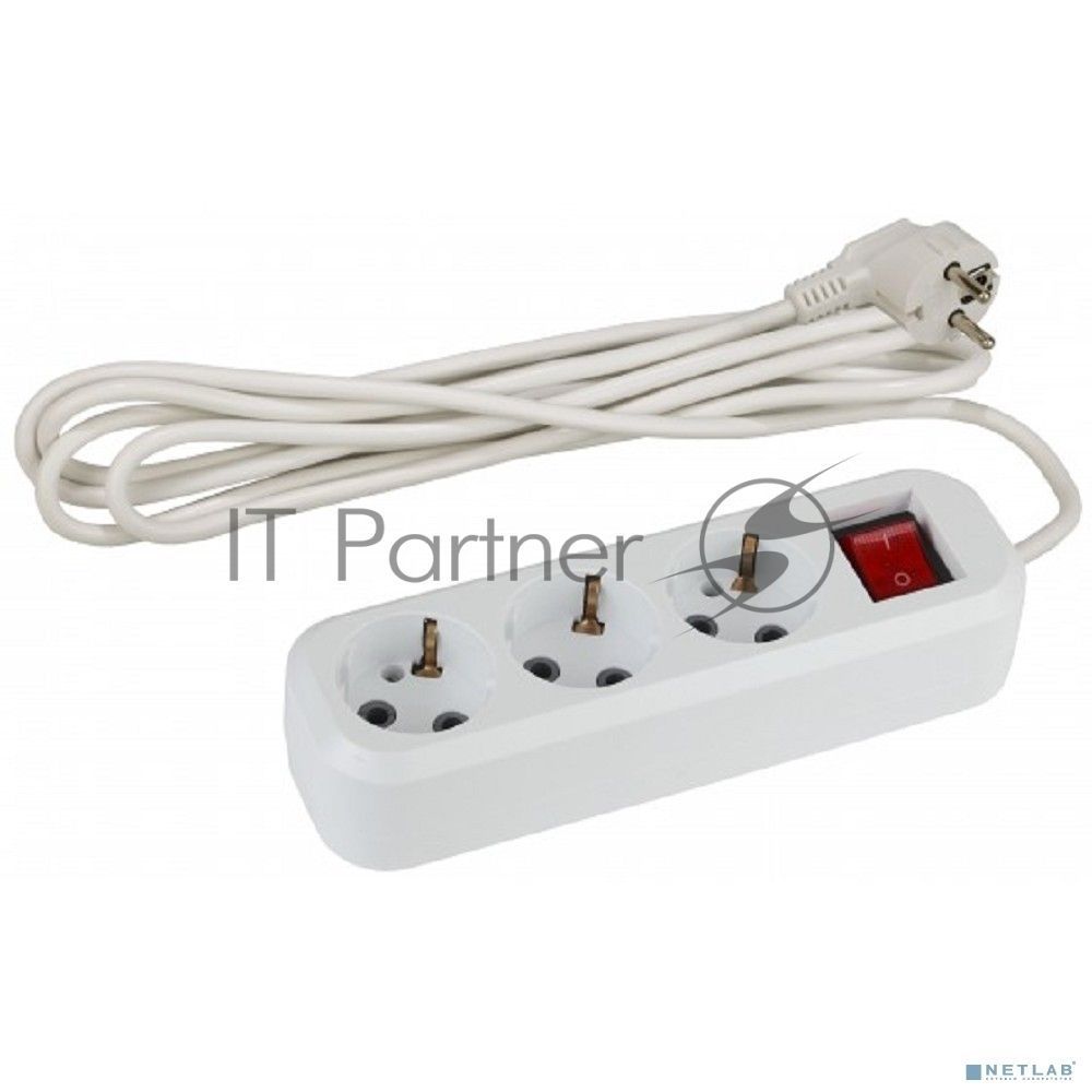 Удлинитель UX-3es-5m c заземлением, 3x0,75мм2, c выкл. 3гн, 5м | Б0035755 | ЭРА