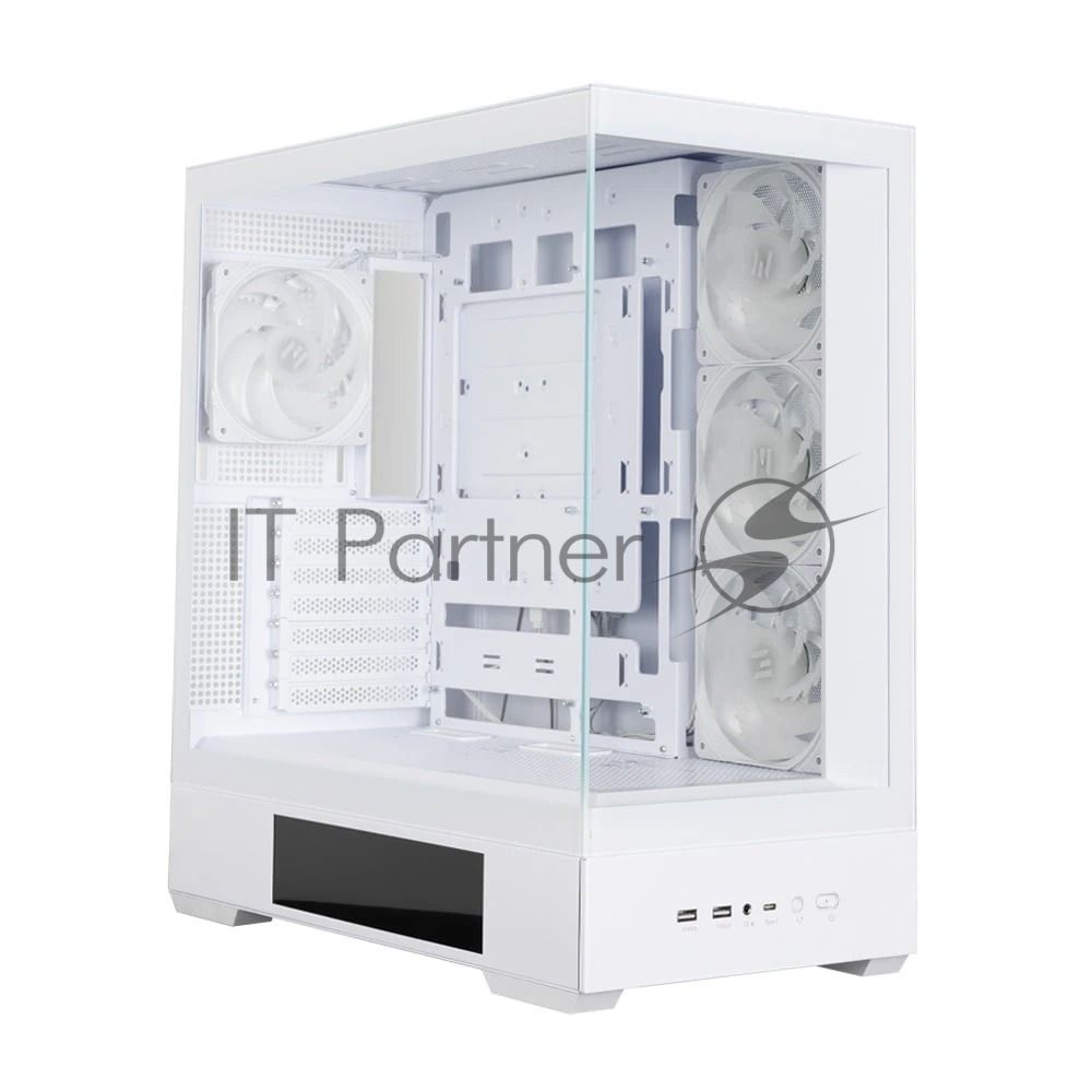 Компьютерный корпус ZALMAN P40 DS, ATX, белый, WINDOW, 9.1-inch LCD screen, 2xCombo(2.5” or 3.5”), 1x2.5”, 1xUSB TYPE-C, 2xUSB 3.0, SIDE 3x120мм ARGb, REAR 1x120мм ARGb