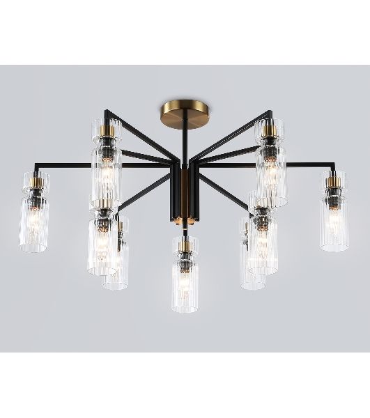 Люстра Ambrella light LH56117/9 BK/BS/CL черный/латунь/прозрачный E14*9 max 40W D765*440