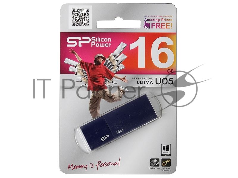 Флешка USB R/W 16Gb, Silicon Power Ultima U05, USB 2.0, синий