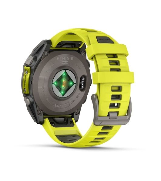 Умные часы Garmin Fenix 8, 1.6" AMOLED, Wi-Fi, Bluetooth, NFC, 100м, серебристый / желтый