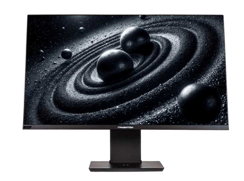 Монитор 27" "Гравитон" МН27П "Автор" IPS 2560x1440, 100 Гц, 5 мс, 16:9, 250 кд/м², HDMI 2.0, DP 1.4, USB-C (65 Вт PD + DP), USB Hub (2×USB-A 3.2 + 1×USB-B), 3.5 Jack, динамики (2×2 Вт), HDR10, Adaptive-Sync, Qi-зарядка (15 Вт), черный