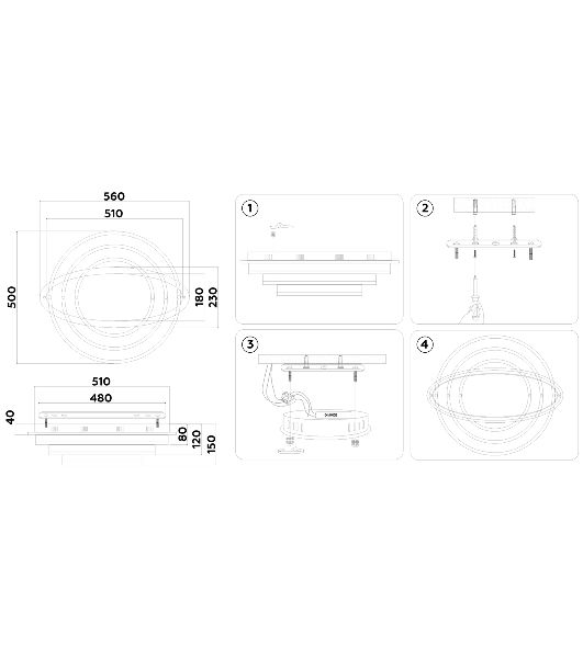 Светильник Ambrella light FA8522 WH белый 146W 3000K-6400K+RGB 560*500*150 (ПДУ РАДИО 2.4G)