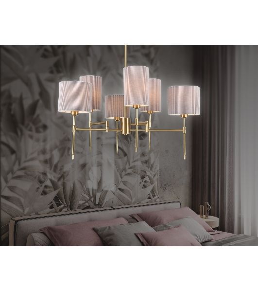 Люстра Ambrella light LH72381/6 BS/GR латунь/серый E14*6 max 40W D690*705