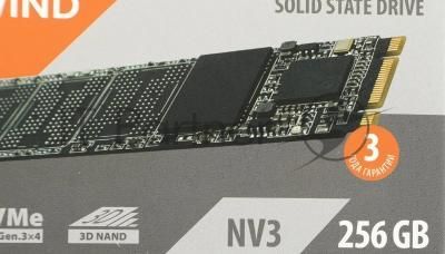 Накопитель SSD SunWind NV3 SWSSD256GN3T, 256Gb, M.2 2280, PCIe 3.0 x4, NVMe, R/W 1800/1000