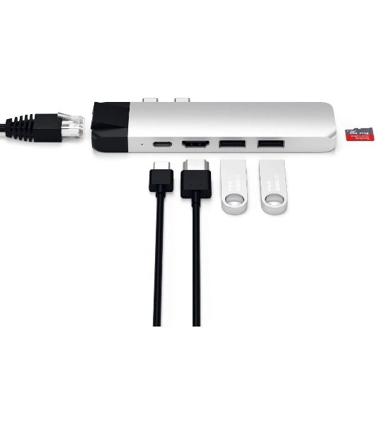 USB-концентратор Satechi ST-TCPHES, USB Type-C, USB 3.0/RJ-45/USB Type-C/HDMI/microSD, USB