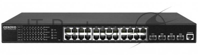 Гигабитный L3 PoE коммутатор на 28 портов, 24 *10/100/1000 Base-T PoE, 4*10G SFP+ Uplink, PoE на порт до 30W, суммарно до 400W OSNOVO