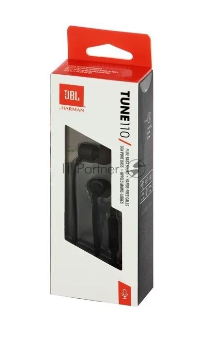 Проводные наушники JBL Tune 110 черный, внутриканальные, Jack 3.5 мм