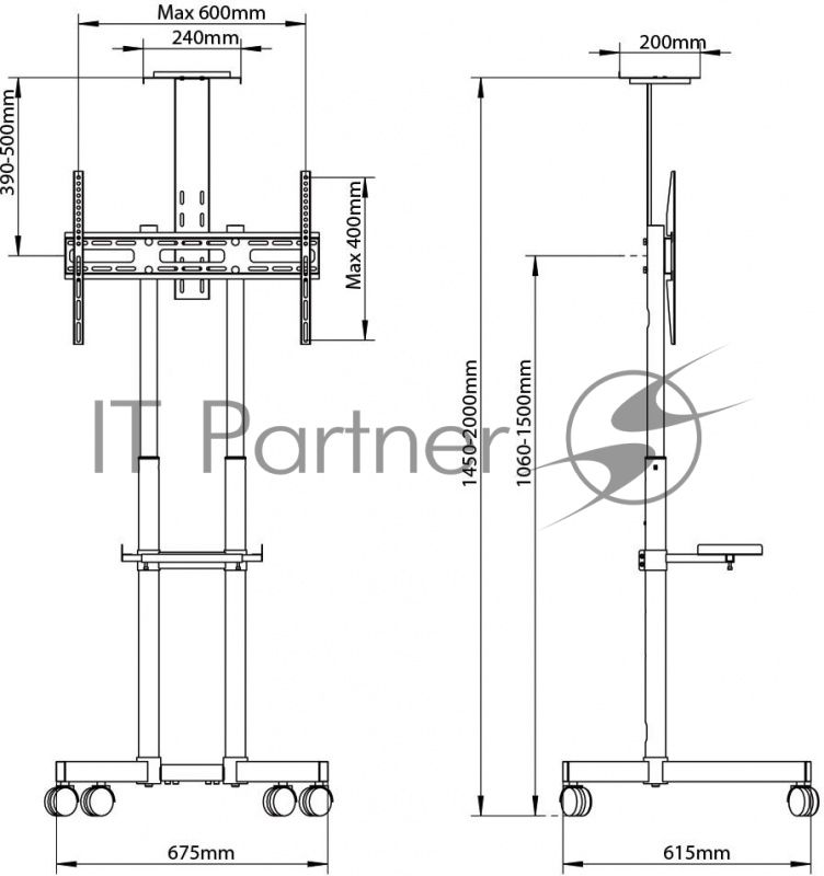 Подставка для телевизора Arm Media PT-STAND-8 черный 32"-80" макс.50кг напольный фиксированный