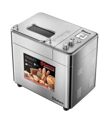 Хлебопечь Sakura SA-7507 нержавеющая сталь, 600 Вт, 1 кг, 15 программ