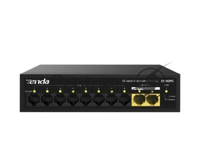 Коммутатор Tenda S110GPC, 8×100 Мбит/с PoE + 2×1 Гбит/с, неуправляемый