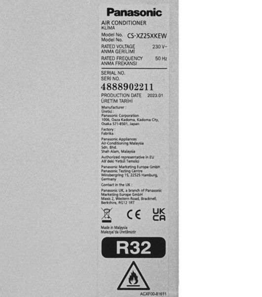 Внутренний блок Panasonic CS-XZ25ZKEW-H серия DESIGN BLACK INVERTER