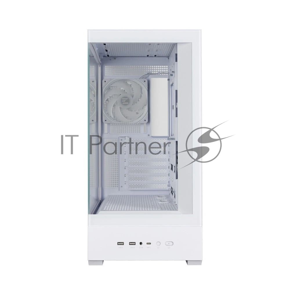 Компьютерный корпус ZALMAN P40 DS, ATX, белый, WINDOW, 9.1-inch LCD screen, 2xCombo(2.5” or 3.5”), 1x2.5”, 1xUSB TYPE-C, 2xUSB 3.0, SIDE 3x120мм ARGb, REAR 1x120мм ARGb