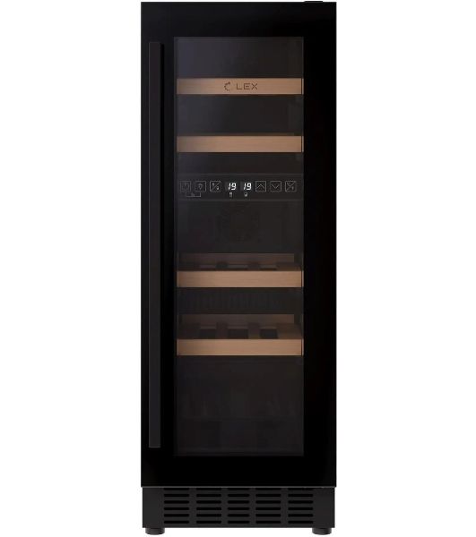 Винный шкаф LEX LWD3017BL черный, 52 л, 2 отсека, 17 бут.