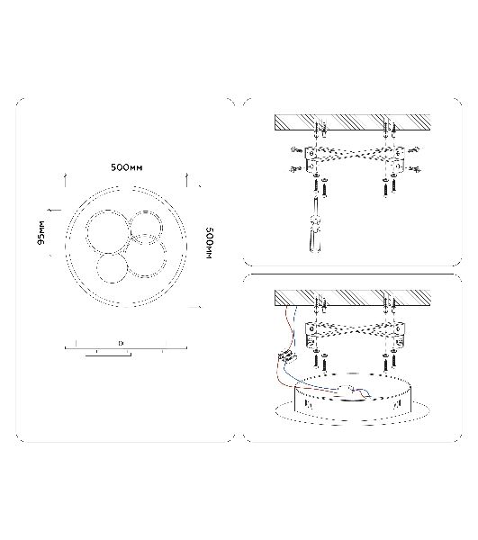Светильник Ambrella light FL4802 WH/BK белый/черный 3000K-6400K 70W D500*95 (ПДУ ИК)