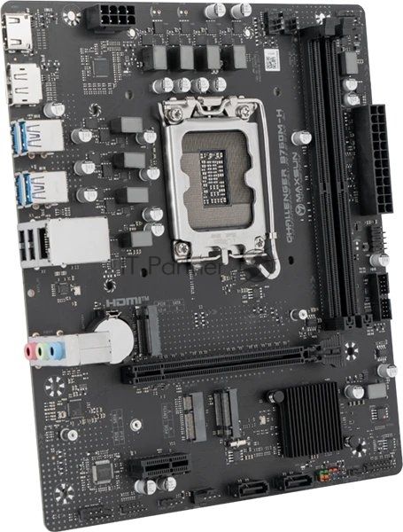 Материнская плата MaxSun MS-Challenger B760M-H, LGA1700, Intel B760, 2xDDR4, 2xSATA, 2xM.2 PCIe 4.0, 1xPCIe 4.0 x16, 1xPCIe 3.0 x1, 1xHDMI, 1xDisplayPort, 1x 1Gb LAN, 4xUSB 3.2 Gen1, 2xUSB 2.0, 3x3.5 мм, 5.1, microATX