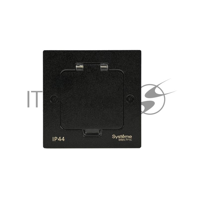 MultiDesk Лючок с розеткой 2К+З, 16А/250В, IP44 с монтажной коробкой для стены, фальшпола, стола Чёрный матовый, тип MDK21 | MDK21102MBA | SE