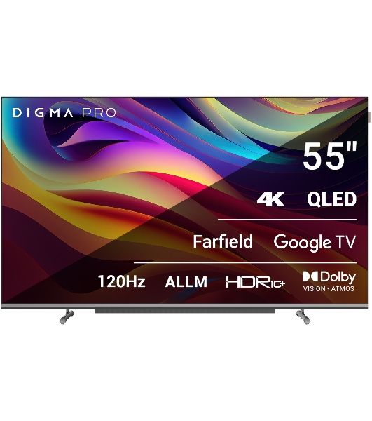 Телевизор Digma 55" Pro 55L черный QLED UHD 120Hz GoogleTV