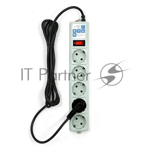 Фильтр-удлинитель Power Cube B 3,0 м 5 розеток (серый) 10А/2,2 кВт