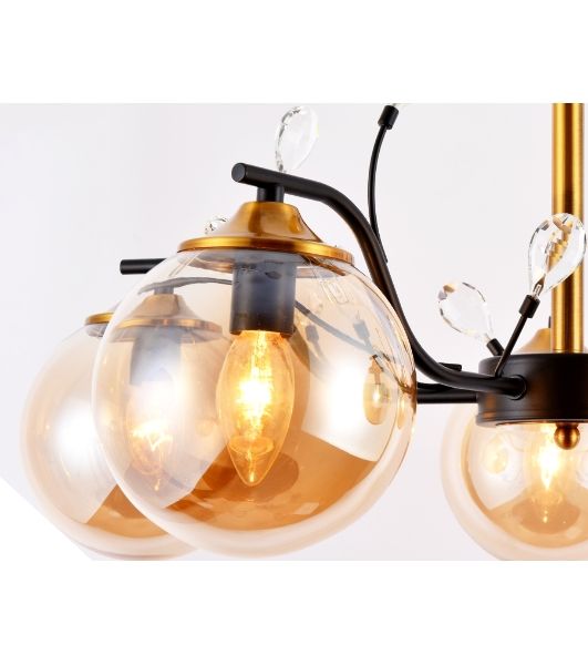 Светильник Ambrella light TR9072/5 BK/TI черный/янтарь E14 max 40W D620*420