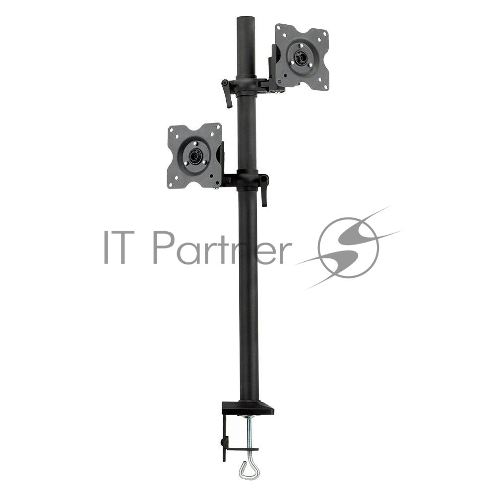 Настольное наклонно-поворотное крепление Kromax OFFICE-5, для 2-х LCD мониторов 13"-32", 5 ст. свободы, 3D вращение, VESA 75/100, max 2х6 кг GREY