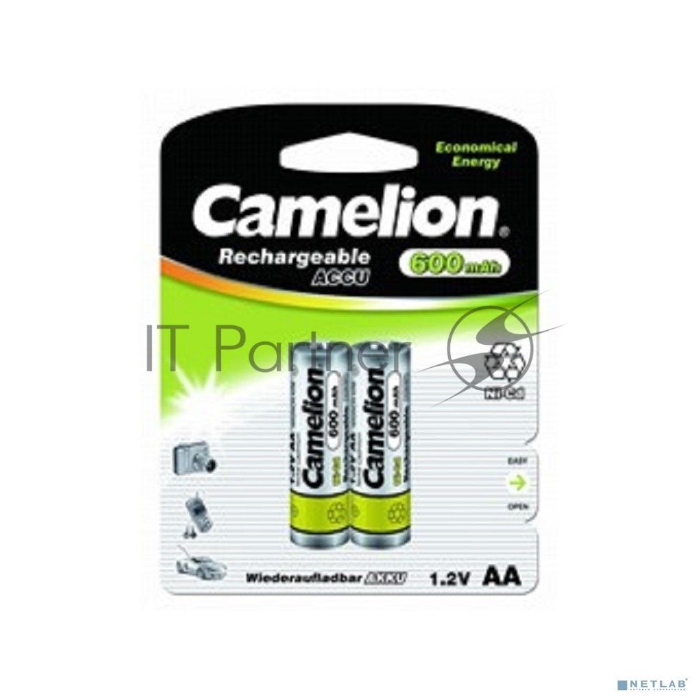 Аккумулятор Camelion AA- 600 mAh Ni-Cd BL-2 (NC-AA600BP2, аккумулятор,1.2В)