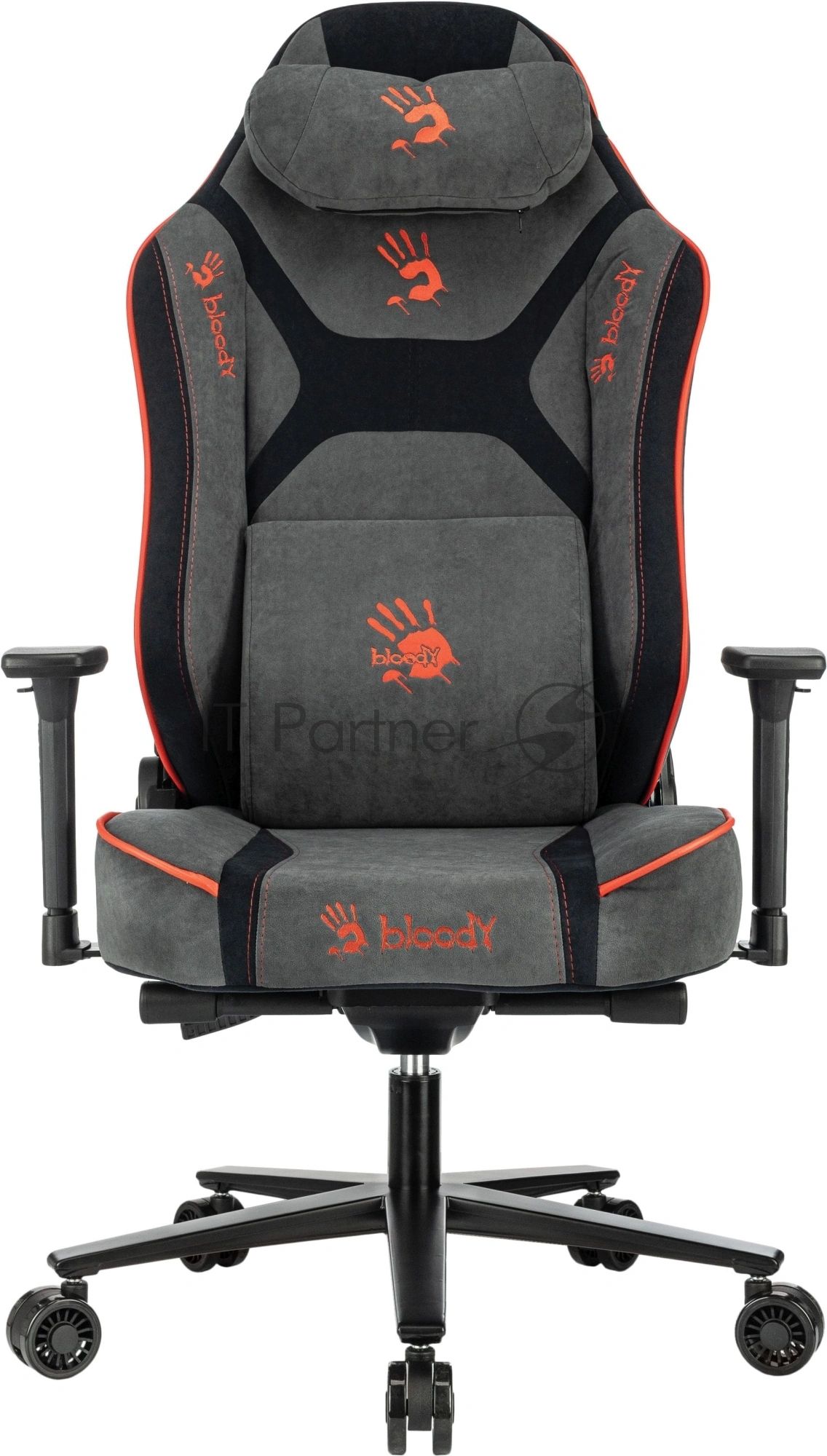 Кресло игровое A4Tech Bloody GC-680 серый/черный искусственная замша с подголов. крестов. металл