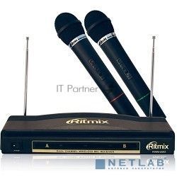 Микрофон радио Ritmix RWM-220 черный беспроводные 2 шт в комплекте