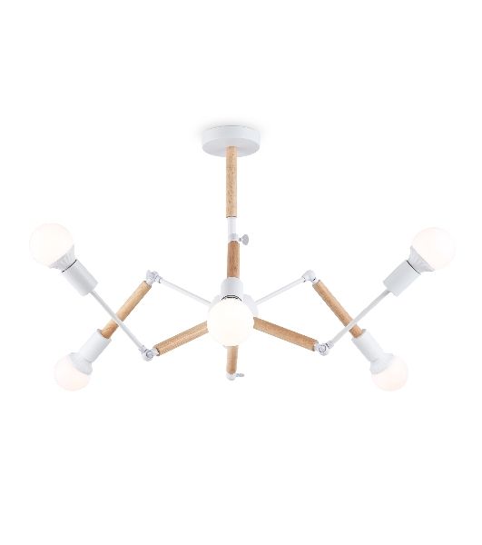 Светильник Ambrella light TR80485/6 WH/LW белый/светлое дерево E27/6 max 60W D930*510