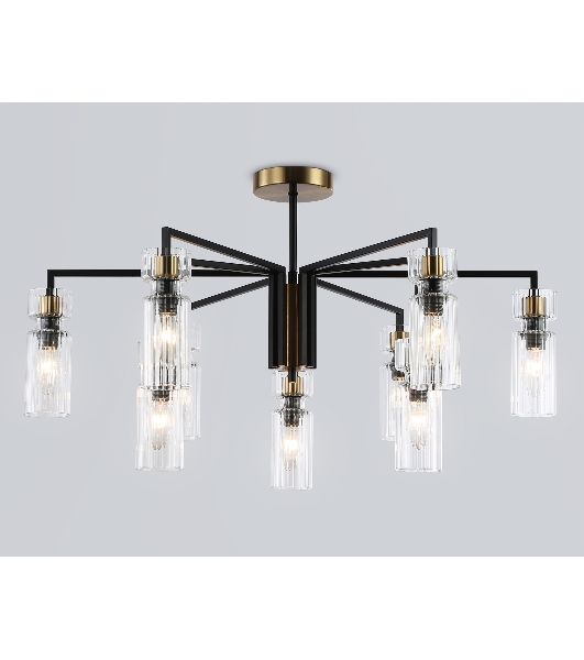 Люстра Ambrella light LH56117/9 BK/BS/CL черный/латунь/прозрачный E14*9 max 40W D765*440