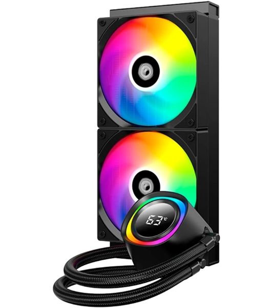 Система жидкостного охлаждения ID-Cooling FX240 TD, 240 мм, 2x120 мм, 300-2000 об/мин, 27.2 дБ, 4-pin PWM, 300 Вт, ARGB, черный