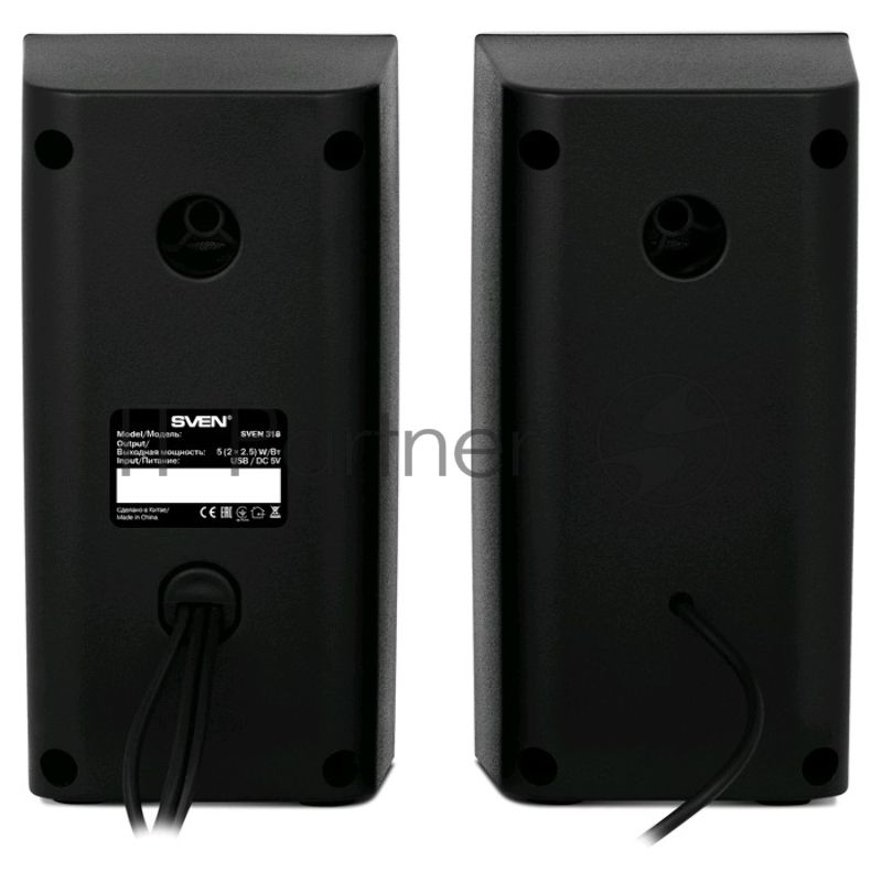 Колонки SVEN 318 черный USB-порт ПК, ноутбука или адаптер 5V DC