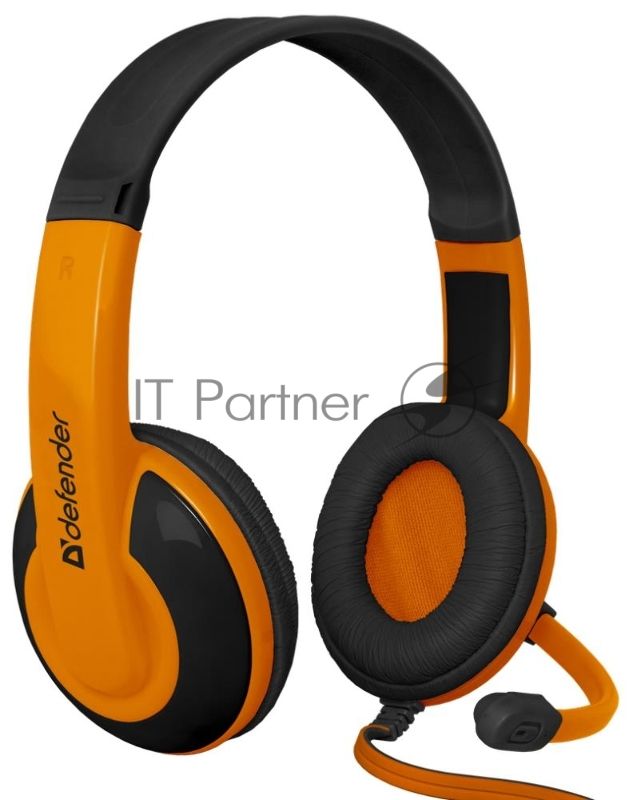 Наушники Defender Warhead G-120 черный/оранжевый кабель 2 м