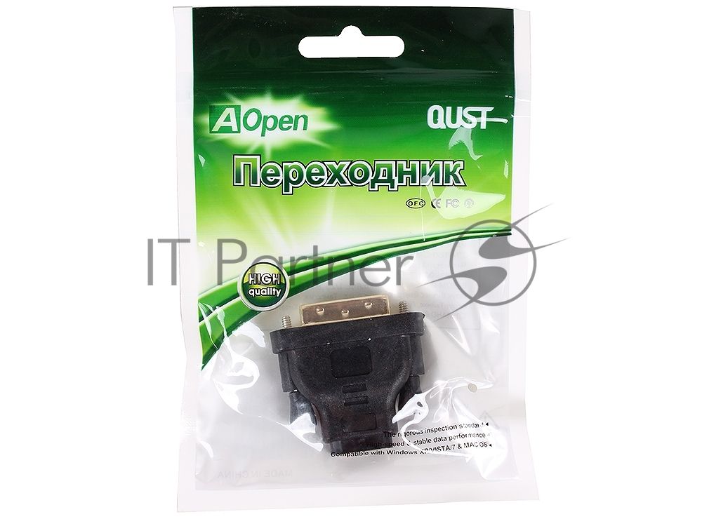 Переходник Aopen HDMI 19F to DVI-D 25M позолоченные контакты <ACA312>