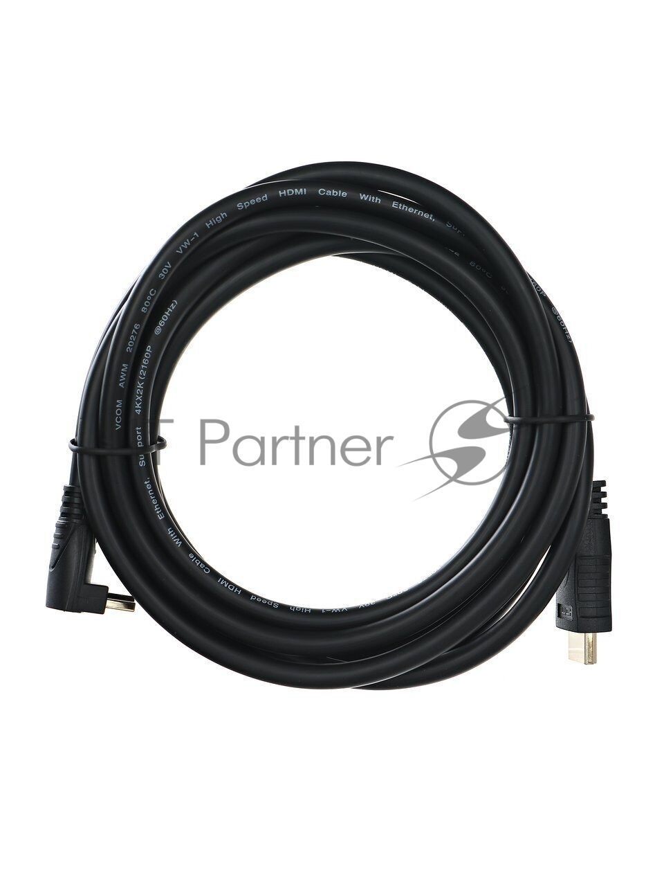 Кабель VCOM CG523-3M Кабель HDMI<=>HDMI-угловой коннектор 90град  3м, 2.0V