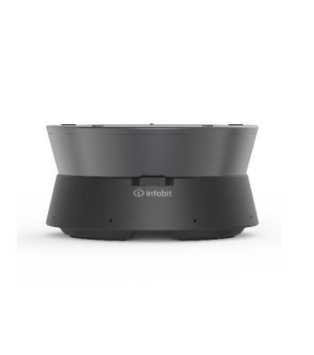 Спикерфон Infobit [iSpeaker M500] для переговорных комнат (15-25кв.м.) на 5-8 человек: 8 всенаправленных микрофонных капсюлей, AEC, AGC, RS. Макс. расстояние - 5 метров. Макс.5 устройств подкл. daisy chain (RJ45). Works with iCam VB60