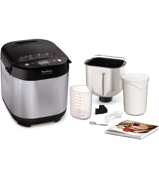 Хлебопечка Moulinex OW240E30 серебристый/черный, 650 Вт, 1.0 кг, 20 программ