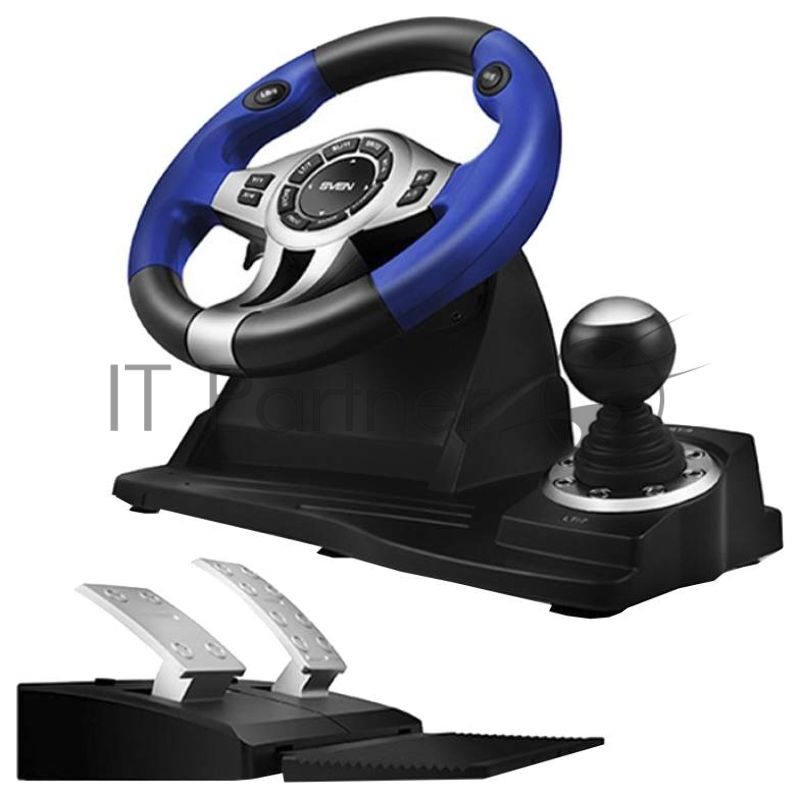 Руль черный Sven GC-W600 (виброотдача, педали, джойстик, 12 кн., USB)