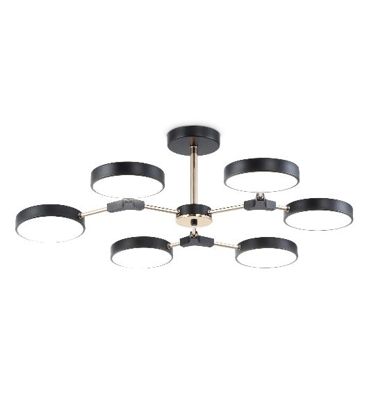 Люстра светодиодная на штанге Ambrella light FL516334/6 BK/FGD черный/золото 108W 3000-6000K D780*210 (без ПДУ)
