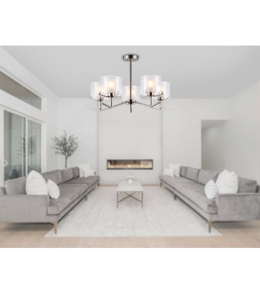 Люстра Ambrella light LH57001/5 SN/FR никель/белый матовый E14/5 max 40W D690*390